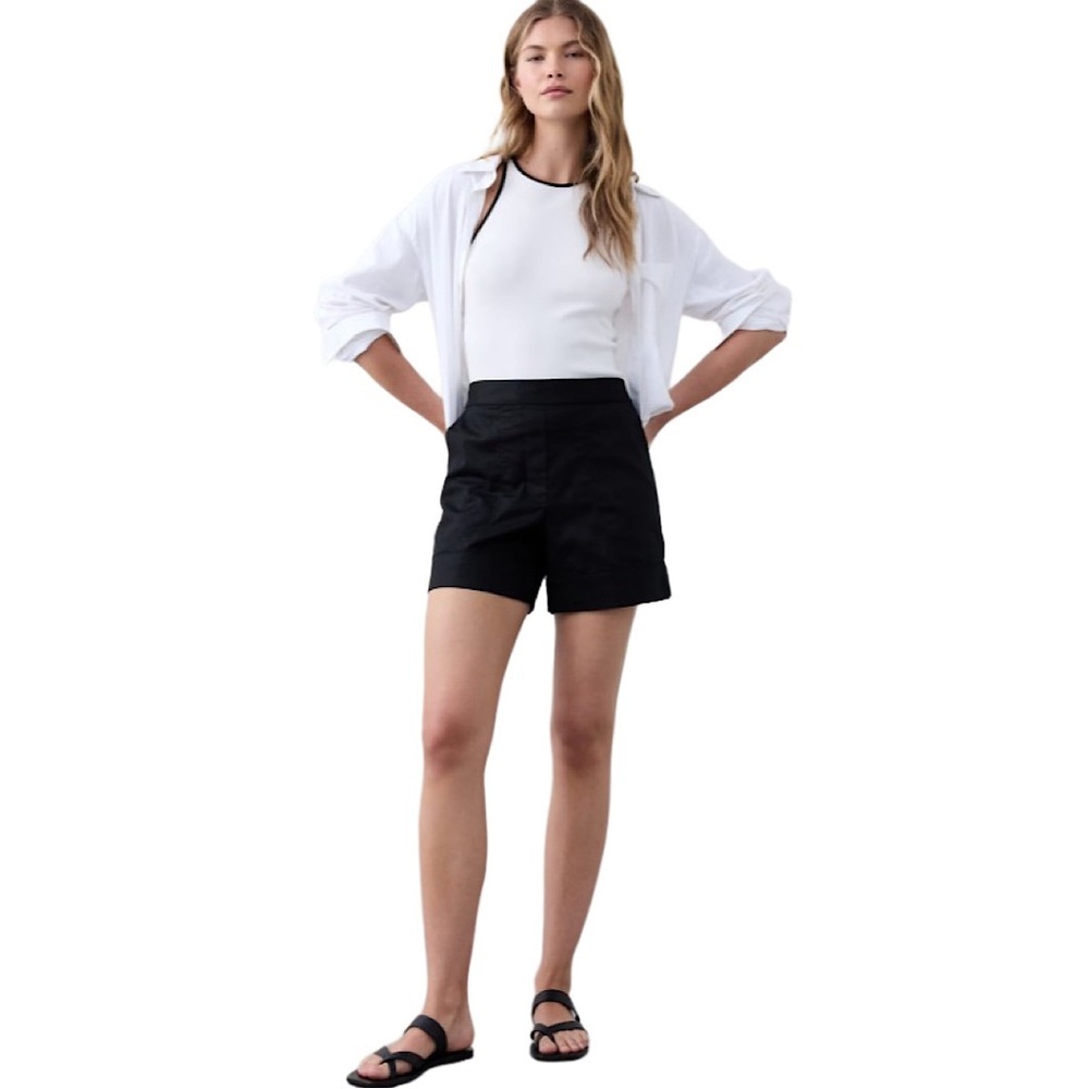 NWT Banana Republic Linen-Blend Easy Pull-on Short, Black - Size XS